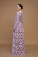 A-Line Light Purple Tulip Guipure Lace Long Sleeve Gown Evening Dress for women, from IHF ATELIER, The Viet Concept 
