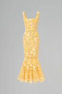 Golden Fleur Sequin Mermaid Midi Dress for women, from IHF ATELIER, The Viet Concept 