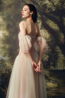 LINH PHUNG • Verdara Laurel Green & Nude Asymmetrical Corset Tulle Gown