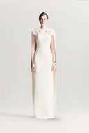 Nyxelle Étoile Cape Sleeve Cream Crepe Gown for women, from MAISON DES COPAINS, The Viet Concept 