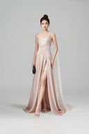 LINH PHUNG • Amethyst Asymmetric Floral Lace Corset Evening Gown