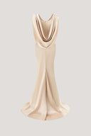 Silvaréa Champagne Pink Draped Silk Mermaid Gown for women, from Calista, The Viet Concept 