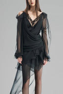 Black V-Neck Layered Wrap Dress for women, from Must Have, The Viet Concept 