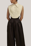 Aether Cropped Collared Neck Taffeta Top for women, from POEM, The Viet Concept 