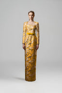 Metallic Jacquard Trapeze Neck Column Evening Gown for women, from IHF ATELIER, The Viet Concept