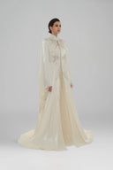 HAYTAN • Beige Crystal-Embellished Abaya