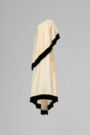 LE LAM AMARÉ • Aria Champagne Sheer Organza Asymmetrical Off-Shoulder Gown