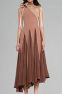  Brown Belle One-shoulder Midi Dress for women, from Huelley Rose, The Viet Concept 