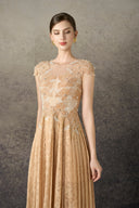 ROSEE de MATIN • Floral Pleated Midi Lace Dress