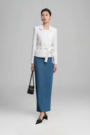 White Selita Belt Jacket for women, from HOBB, The Viet Concept 