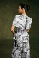 Giai Ky Vietnam Scenic Taffeta Halter Peplum Top for women, from KEIRA TONG, The Viet Concept 