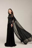 21SIX • Selene Chiffon & Glitter Tulle Embellished Evening Gown