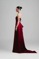 Lencha A-line Straight Across Neck Taffeta Floor Length Dress for women, from Ha Thanh Viet, The Viet Concept 