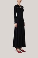 Black Esme A-line Draped Jersey Midi Dress for women, from HOBB, The Viet Concept 