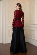 Regal Dark Red French Lace Queen Anne A-Line Gown for women, from IHF ATELIER, The Viet Concept 