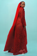 Crimson Lotus Reliquary Gown With Sculptural Veil for women, from DAS LA VIE, The Viet Concept 