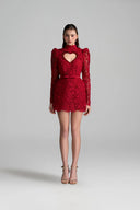IHF STUDIO • Virelle Vine Floral Lace Heart-Cutout Mini Dress