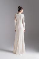 L'ALLÉE • Lace Halo Asymmetric Sleeve Evening Gown