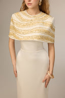 21SIX • Naomi Crepe & Silk Taffeta Embellished Cape Gown