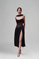 Black Venerdì Midi Dress for women, from La Vierge, The Viet Concept 