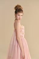 LINH PHUNG • Lullaby 3D Floral Appliqué Pleated Chiffon A-Line Midi Dress