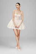 White Rosalie Fitted U-Neck Lace Mini Dress for women, from HUONG, The Viet Concept 