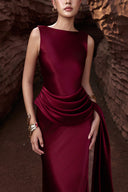 THÉSONG • Rougea Burgundy Draped Mermaid Evening Gown