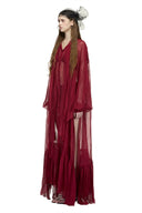 DAS LA VIE • Crimson Coral Sheer Chiffon Maxi Coat - The Viet Concept