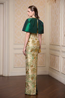 Noctelle Metallic Jacquard Column Cape Gown for women, from IHF ATELIER, The Viet Concept 