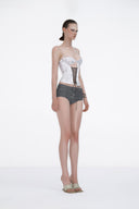 Siréla Tailored Cotton Khaki Shorts for women, from HUELLEY ROSE, The Viet Concept 