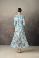 ROSEE de MATIN • Silk Texture Blue Midi Dress