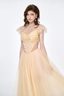 LUCILLA • Mina Floral Embellished Corset Tulle Midi Dress