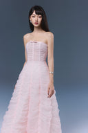 Ember Strapless Pleated Tulle Silk Maxi Dress for women, from JOSEPHINE, The Viet Concept 