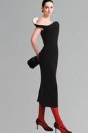 Black Blooming Cocktail Midi Dress for women, from Lecia, The Viet Concept 