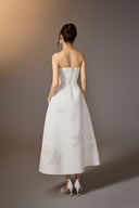 Ivory Floral Embroidered Corset A-Line Dress for women, from KEIRA TONG, The Viet Concept 