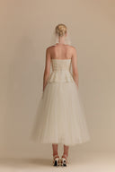 WHITE PLAN • Anderson Strapless Taffeta & Mesh Evening Gown