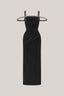 Black Mystic Sheath Square Neck Velvet Ankle Length Dress for women, from Calista, The Viet Concept 