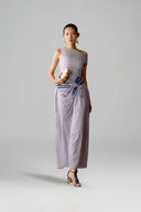 LECIA • Étoile Embroidered Pinstripe Off-Shoulder Midi Dress