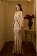 Celestia Asymmetric Sleeve Shimmer Jersey Mermaid Gown for women, from IHF ATELIER, The Viet Concept 