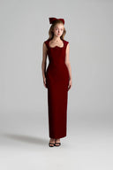IHF STUDIO • Amara Lyon Velvet Crystal Midi Column Dress
