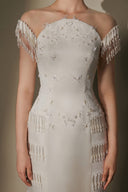 ARTI APPAREL • Mireva Soft Taffeta Lace-Embellished Beaded Gown