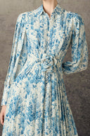 ROSEE de MATIN • Silk Texture Blue Midi Dress