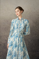 ROSEE de MATIN • Silk Texture Blue Midi Dress