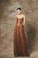 Soli Pleated Shimmer Mesh Gown for women, from BYDI, The Viet Concept