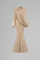Celestia Asymmetric Sleeve Shimmer Jersey Mermaid Gown for women, from IHF ATELIER, The Viet Concept 