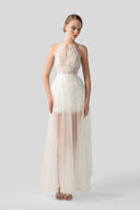 Belle Couture Mesh Lace Corset & Cape Evening Dress for women, from DANG PHONG DESIGNER, The Viet Concept