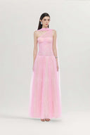 Mila Blush Draped Cape Gown for women, from JOSEPHINE, The Viet Concept 