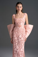 IHF STUDIO • Floral Garden Lace Column Dress with Statement Back Bow