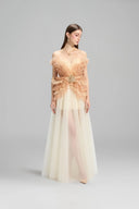 Sable Ombre Pleated Silk Bustier Evening Gown for women, from LINH PHUNG, The Viet Concept