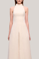 Cream Han Yen Layered High Neck Crinkle Crepe Maxi Dress for women, from TINH, The Viet Concept 